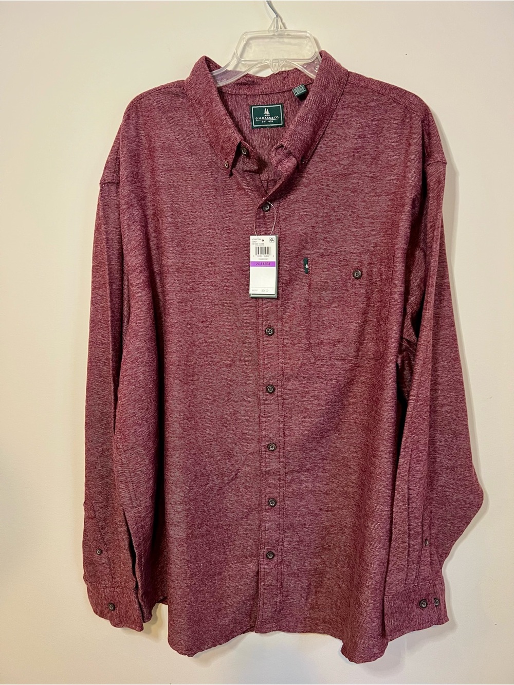 G.H. Bass & Co. Men's Long-Sleeve Button-Down Shirt - Burgundy Heather